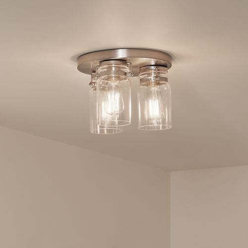 Main product image of Brinley 11.75" 3 Light Flush Mount w/ Clear Glass (Brushed Nickel)