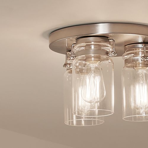 Main product image of Brinley 11.75" 3 Light Flush Mount w/ Clear Glass (Brushed Nickel)
