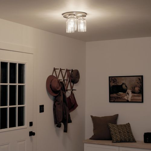 Main product image of Brinley 11.75" 3 Light Flush Mount w/ Clear Glass (Brushed Nickel)