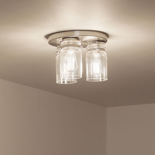 Main product image of Brinley 11.75" 3 Light Flush Mount w/ Clear Glass (Brushed Nickel)