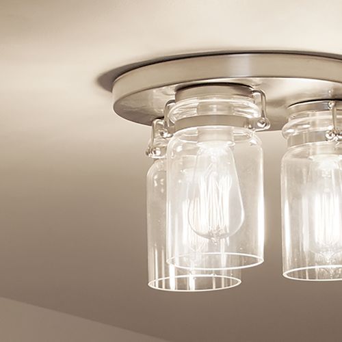 Main product image of Brinley 11.75" 3 Light Flush Mount w/ Clear Glass (Brushed Nickel)