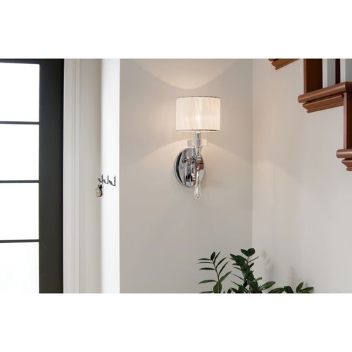 Main product image of Parker Point 15.5" 1 Light Wall Sconce w/ Optical Crystal Accents and Organza Fabric (Chrome)