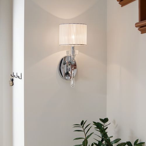 Main product image of Parker Point 15.5" 1 Light Wall Sconce w/ Optical Crystal Accents and Organza Fabric (Chrome)