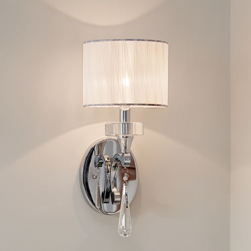Main product image of Parker Point 15.5" 1 Light Wall Sconce w/ Optical Crystal Accents and Organza Fabric (Chrome)