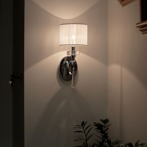 Main product image of Parker Point 15.5" 1 Light Wall Sconce w/ Optical Crystal Accents and Organza Fabric (Chrome)