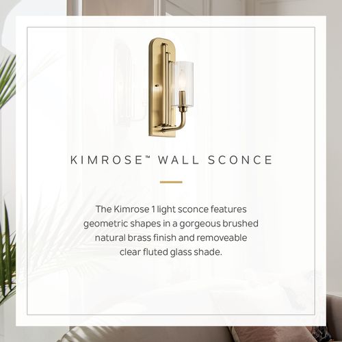 Main product image of Kimrose 1 Light Wall Sconce w/ Clear Fluted Glass in Brushed (Natural Brass)