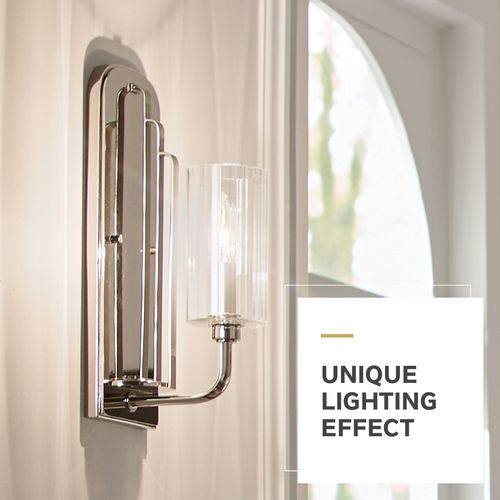 Main product image of Kimrose 1 Light Wall Sconce w/ Clear Fluted Glass in Brushed (Natural Brass)
