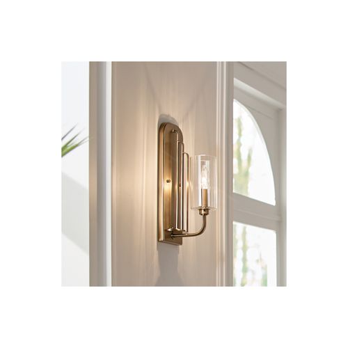 Main product image of Kimrose 1 Light Wall Sconce w/ Clear Fluted Glass in Brushed (Natural Brass)