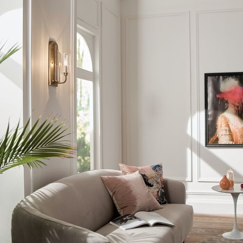 Main product image of Kimrose 1 Light Wall Sconce w/ Clear Fluted Glass in Brushed (Natural Brass)