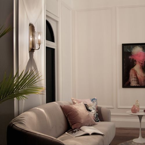 Main product image of Kimrose 1 Light Wall Sconce w/ Clear Fluted Glass in Brushed (Natural Brass)