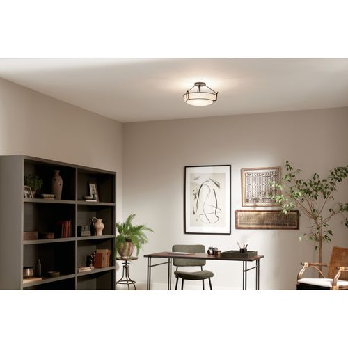 Main product image of Alkire 16.5" 3 light Semi Flush w/ Satin Etched White Glass (Olde Bronze)