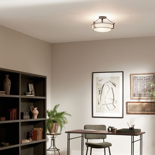 Main product image of Alkire 16.5" 3 light Semi Flush w/ Satin Etched White Glass (Olde Bronze)