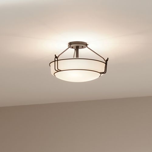 Main product image of Alkire 16.5" 3 light Semi Flush w/ Satin Etched White Glass (Olde Bronze)