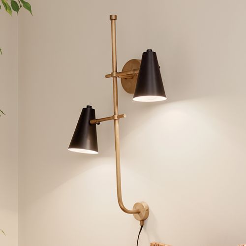 Main product image of Sylvia 2 Light Wall Sconce (Black) and (Natural Brass)