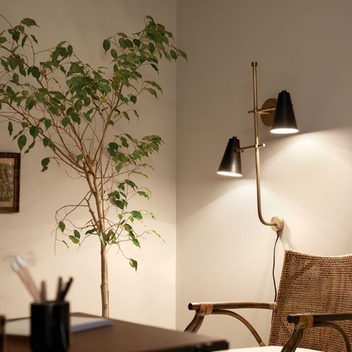 Main product image of Sylvia 2 Light Wall Sconce (Black) and (Natural Brass)