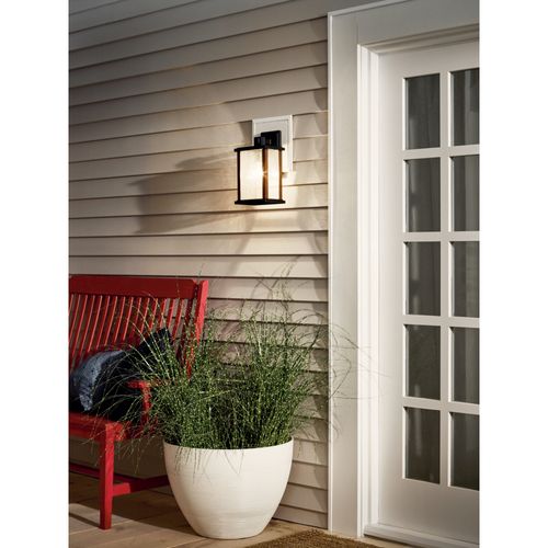 Main product image of Marimount 12.75" 1 Light Outdoor Wall Light w/ Clear Ribbed Glass (Black)