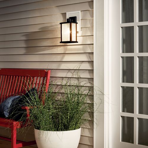 Main product image of Marimount 12.75" 1 Light Outdoor Wall Light w/ Clear Ribbed Glass (Black)