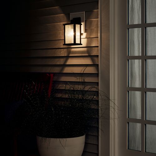 Main product image of Marimount 12.75" 1 Light Outdoor Wall Light w/ Clear Ribbed Glass (Black)