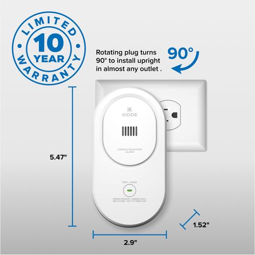 Main product image of COP Plug-In Carbon Monoxide Detector w/ Battery Backup & Rotating Plug