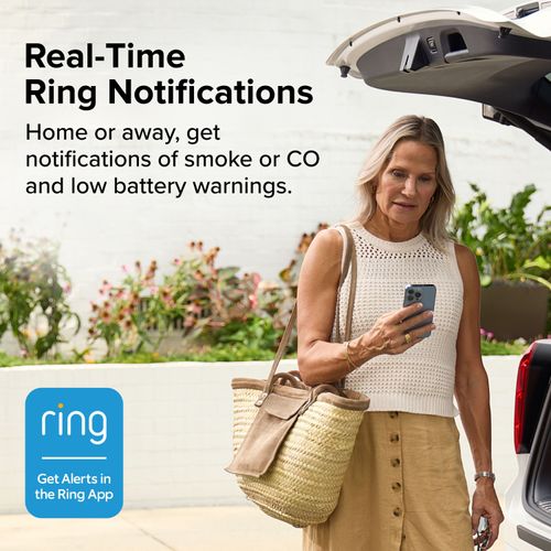 Main product image of RGCUAR-RW Smoke & Carbon Monoxide Detector, Ring App Enabled, Wire-Free Interconnectivity, AA Battery Powered