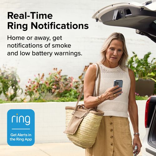 Main product image of RGSAR-RW Smoke Detector, Ring App Enabled, Wire-Free Interconnectivity, AA Battery Powered