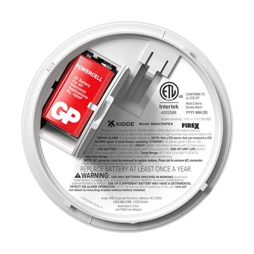 Main product image of SMAC9VFEX Hardwired Smoke Detector w/ 9V Battery Backup & 85 dB Alarm