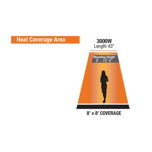 Main product image of 43" RK Radiant Heater, 2 Carbon Lamp Radiant Infrared Heater, 240V 3000W (Black)