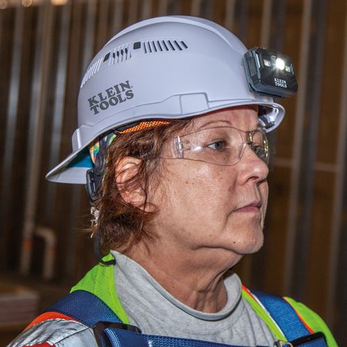 Main product image of Hard Hat, Vented, Cap Style with Rechargeable Headlamp, White