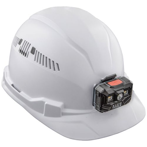 Main product image of Hard Hat, Vented, Cap Style with Rechargeable Headlamp, White