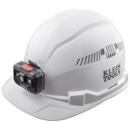 Main product image of Hard Hat, Vented, Cap Style with Rechargeable Headlamp, White