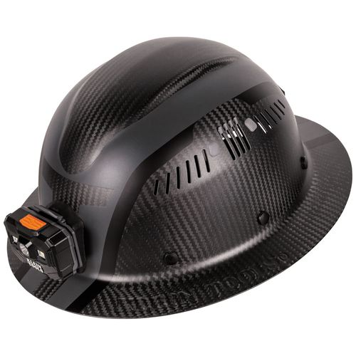 Main product image of Klein Carbon Fiber Full Brim Hard Hat with Headlamp, Spartan