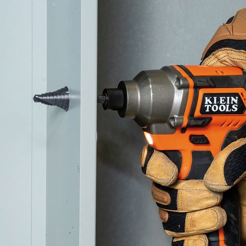 Main product image of Step Drill Bit, Quick Release, Double Spiral Flute, 7/8 to 1-1/8"