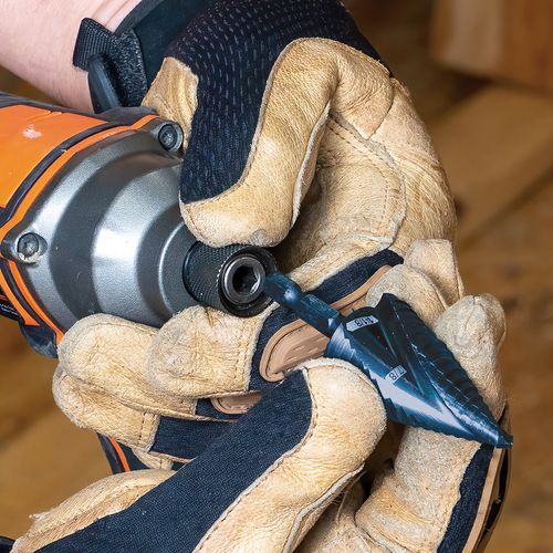 Main product image of Step Drill Bit, Quick Release, Double Spiral Flute, 7/8 to 1-1/8"