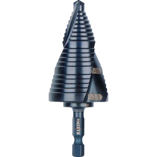 Main product image of Step Drill Bit, Quick Release, Double Spiral Flute, 7/8 to 1-3/8"