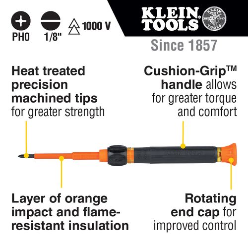 Main product image of 2-in-1 Insulated Electronics Screwdriver, Phillips, Slotted Bits, 32581INS