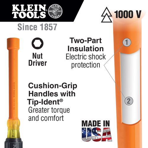 Main product image of Nut Driver Set, 1000V Insulated, 9-piece, 33524