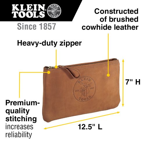 Main product image of Zipper Bag, Top-Grain Leather Tool Pouch, 12-1/2", 5139L