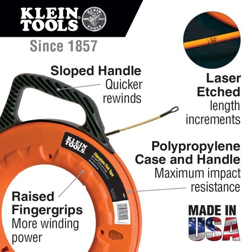 Main product image of Fiberglass Fish Tape with Spiral Leader, 200', 56014