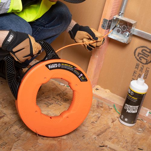 Main product image of Multi-Groove Fiberglass Fish Tape with Spiral Steel Leader, 100', 56380
