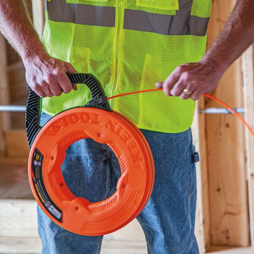 Main product image of Multi-Groove Fiberglass Fish Tape with Spiral Steel Leader, 100', 56380