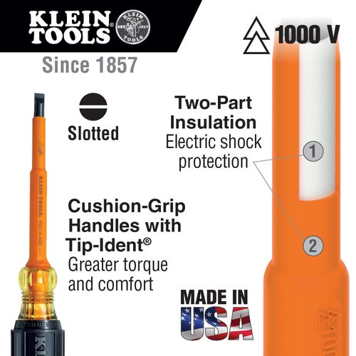 Main product image of Insulated Screwdriver, 1/8" Slotted, 4" Round Shank, 612-4-INS