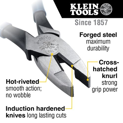 Main product image of Lineman's Pliers, Heavy-Duty Side Cutting, 8", D2000-8