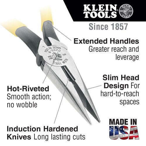 Main product image of Pliers, Needle Nose Side-Cutters with Spring, 7", D203-7C