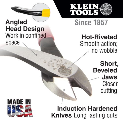 Main product image of Diagonal Cutting Pliers, High-Leverage, Angled Head, 8", D238-8