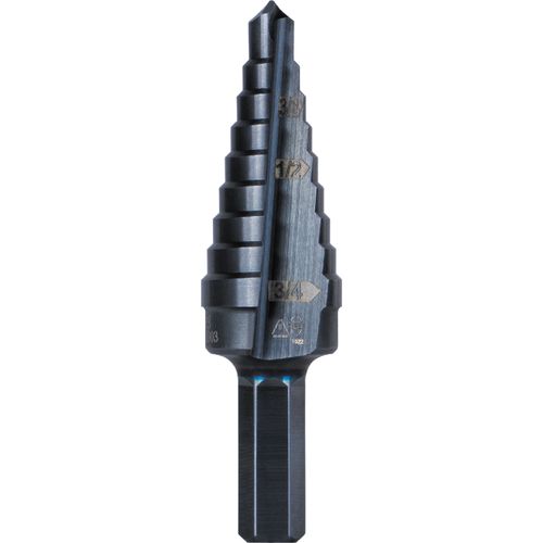 Main product image of 9-Step Drill Bit, 3/8" Hex, Double Straight Flute, 1/4" to 3/4", KTSB03