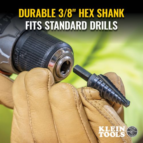 Main product image of 9-Step Drill Bit, 3/8" Hex, Double Straight Flute, 1/4" to 3/4", KTSB03