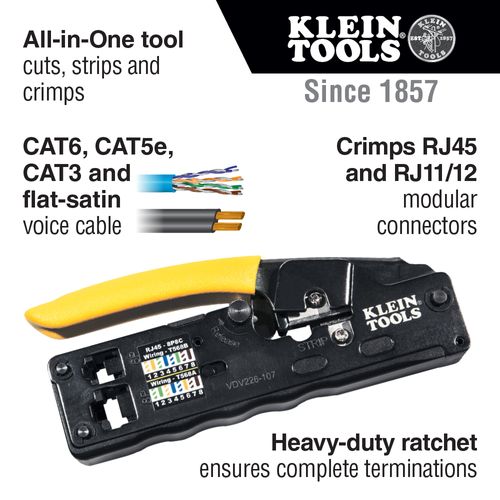 Main product image of Ratcheting Data Cable Crimper / Stripper / Cutter, Compact, VDV226-107