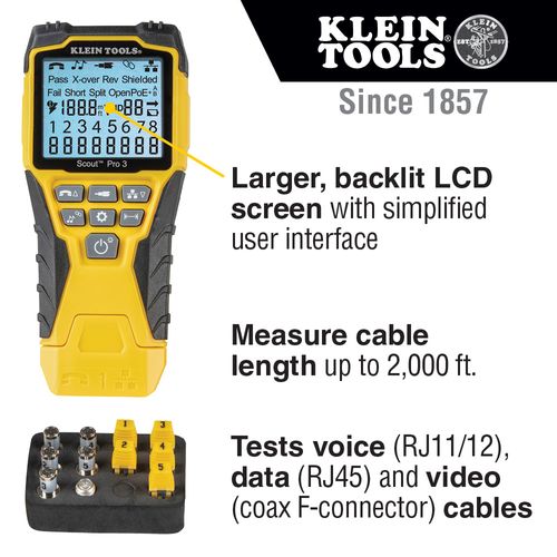 Main product image of Ethernet Cable Tester Kit with Scout Pro 3 Tester, Remotes and Adapter, VDV501-851
