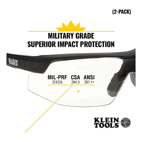 Main product image of Safety Glasses, Clear Anti-Fog Lens, Half-Frame, Black/Orange