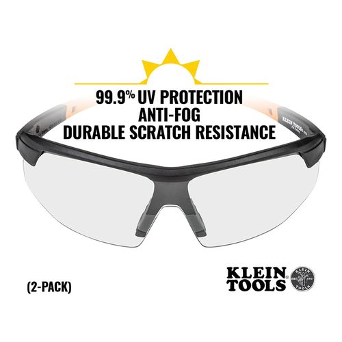 Main product image of Safety Glasses, Clear Anti-Fog Lens, Half-Frame, Black/Orange